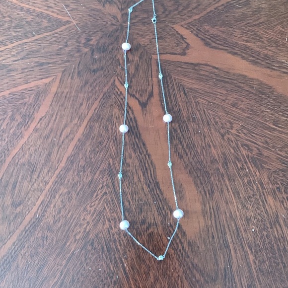 Genuine Pink Pearl, CZ, Sterling Silver Necklace - Picture 7 of 9